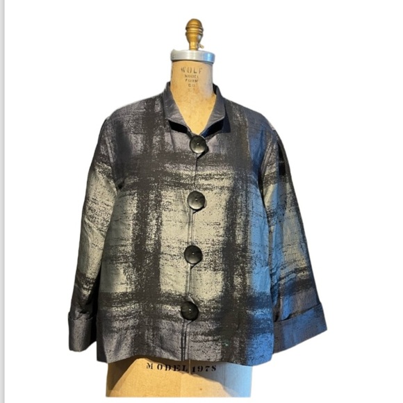 Caroline Rose Women’s Abstract Brushstroke Avant Garde Boxy Fit Jacket Large - Picture 2 of 6